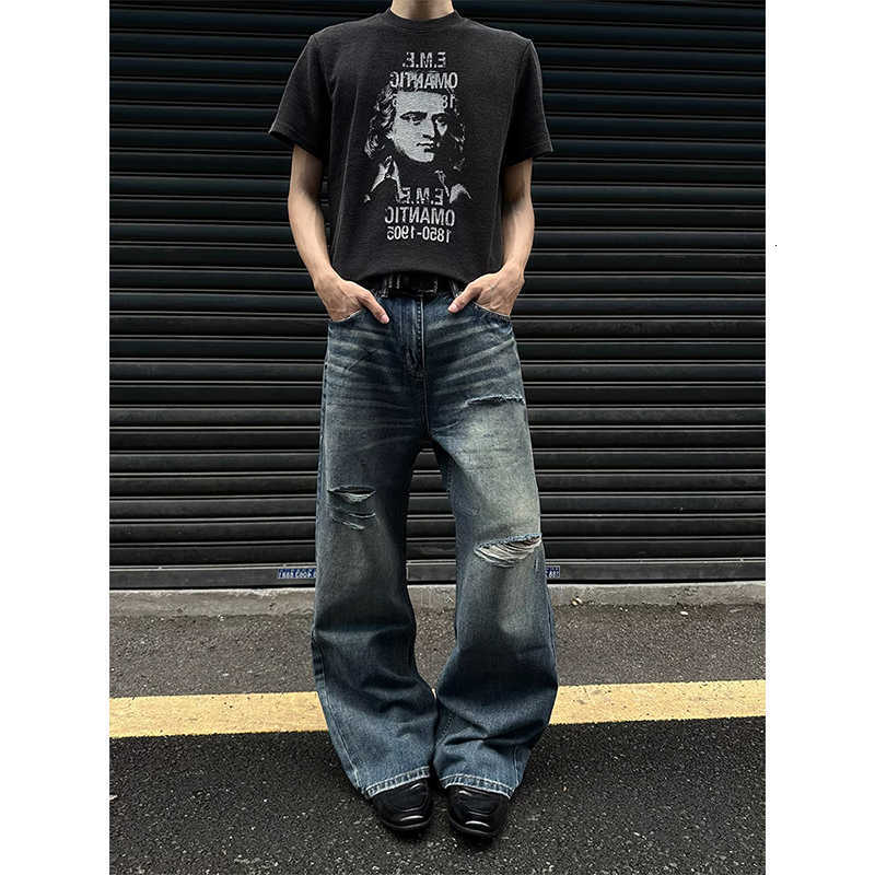 Jeans da uomo Jeans Pantaloni da uomo Pantaloni pesanti lavati multitasche stile carpentiere Pantaloni in denim larghi dritti Casual Fit High Street