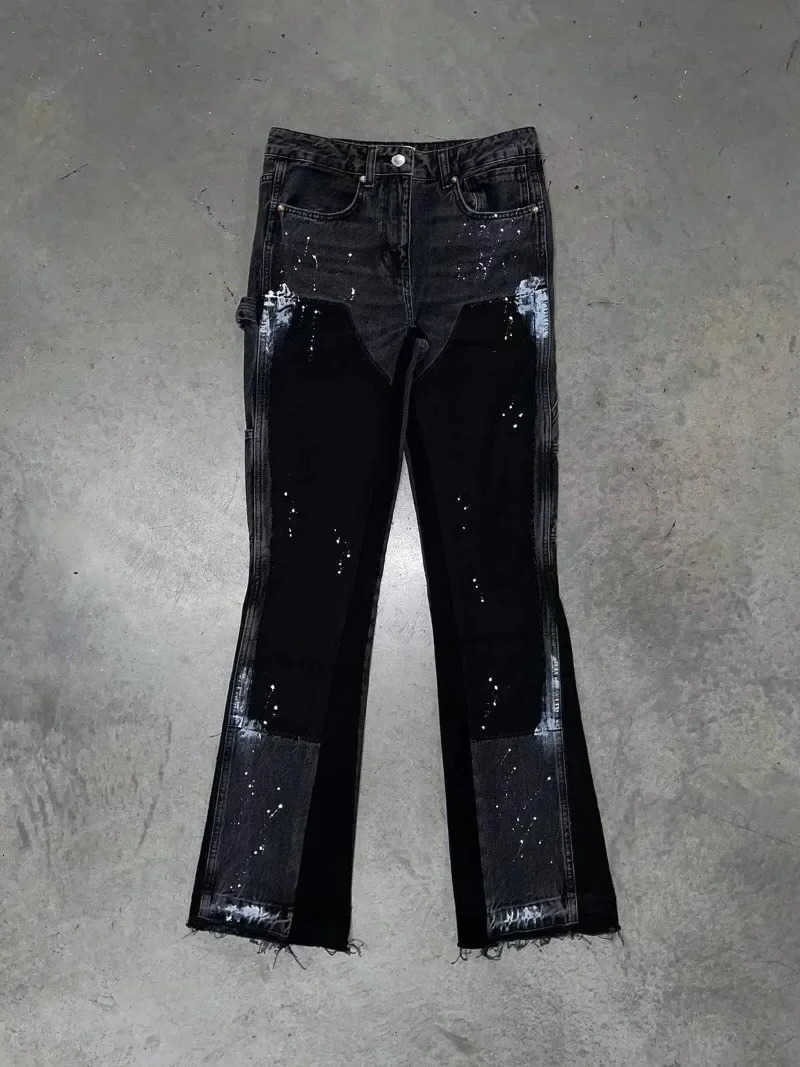 RawEdge Mens Skinny with Trumpet Detail Y2K Low Rise Stretch Floor Length Biker Rock Pants 2025 S260922ABLA