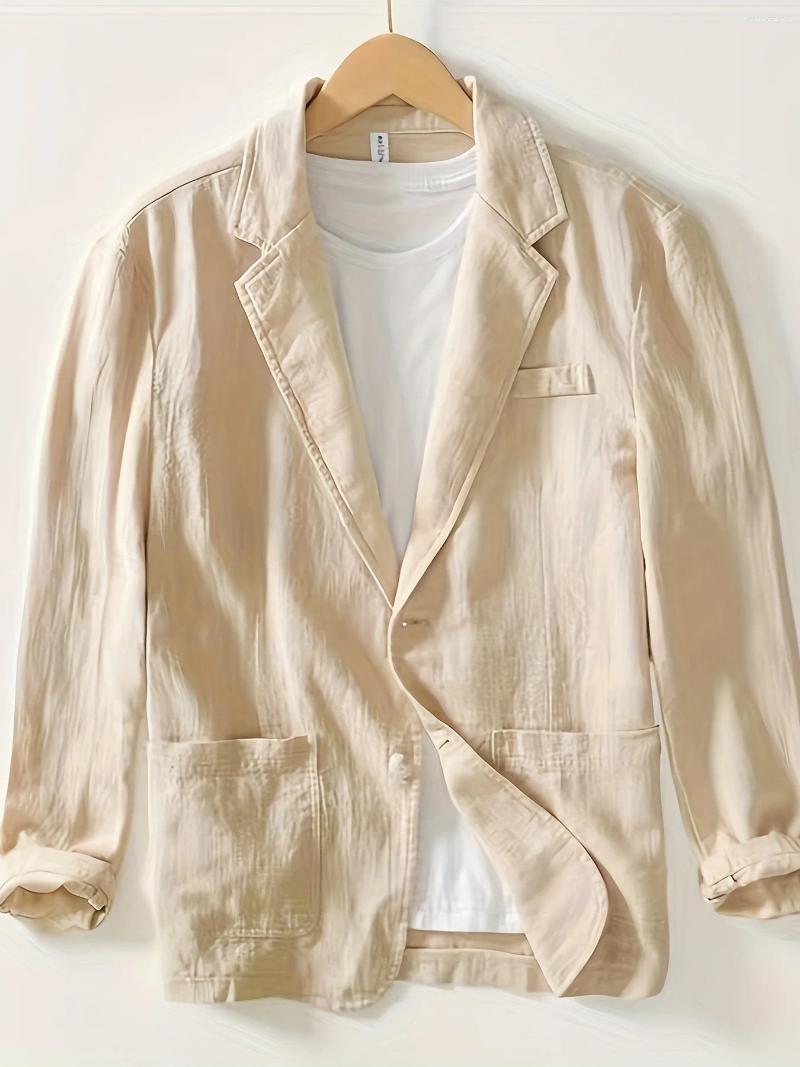 Linen Sun Protection Jacket Blazer Men's Fashionable Outdoor Travel Wedding Versatile Casual Lightweight Cool Breathable