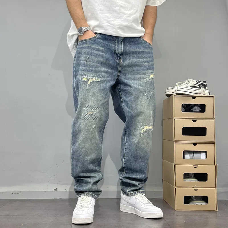 Casual Spring Retro Patchwork Mens Straight Loose Fit Cone Shaped Poor Boy Pants 251212 S260922DK8M
