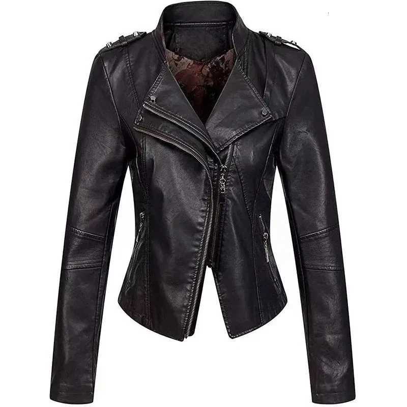 PU leather Black jacket for women 2025 Spring Autumn New Slim Women's Short Leather Jackets Female Motorcycle Outwear Top C260921