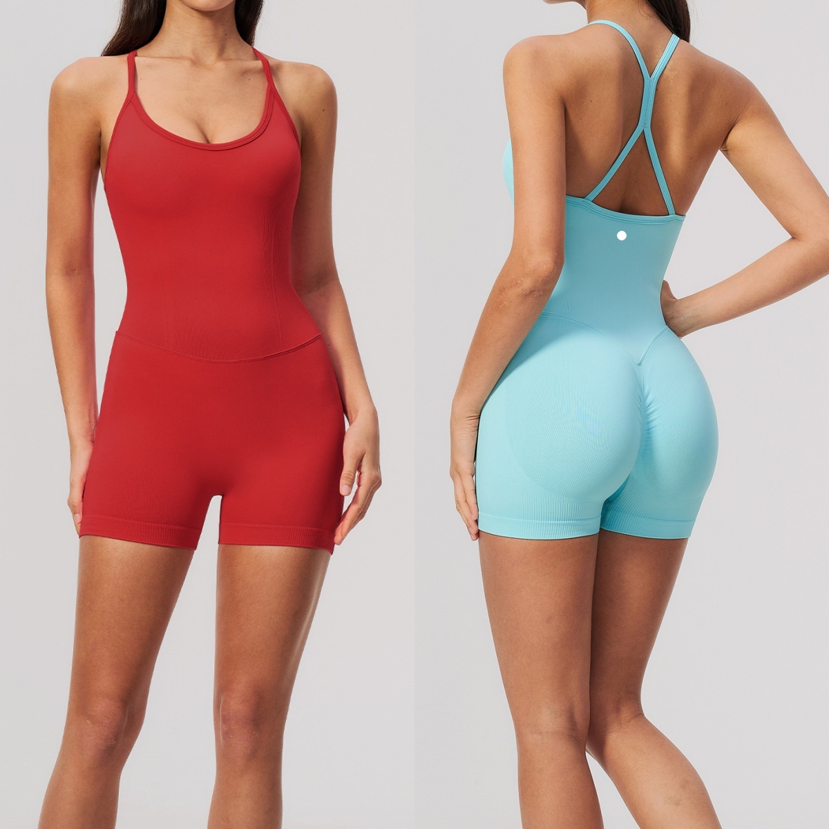 L6541-UU Women's One-Piece Sports Jumpsuit with Vest Design Yoga One Piece Yoga Friendly Butt-Covering Shorts Comfortable Full Coverage Workout