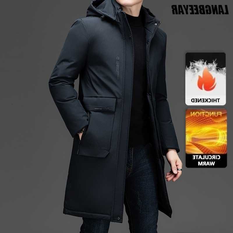 End Men's High Down Parkas Long Thicken Winter New Brand Casual Fashion Hooded Parka Jacket Heavy Windbreaker Outdoor Windproof Coats Outerwear