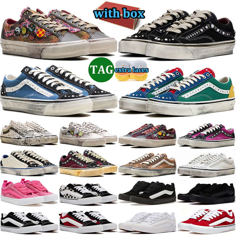 with box designer shoes vintage canvas sneakers outdoor durable trainers men women comfort Skateboard shoe Pearlized Navy Blue Brown black white