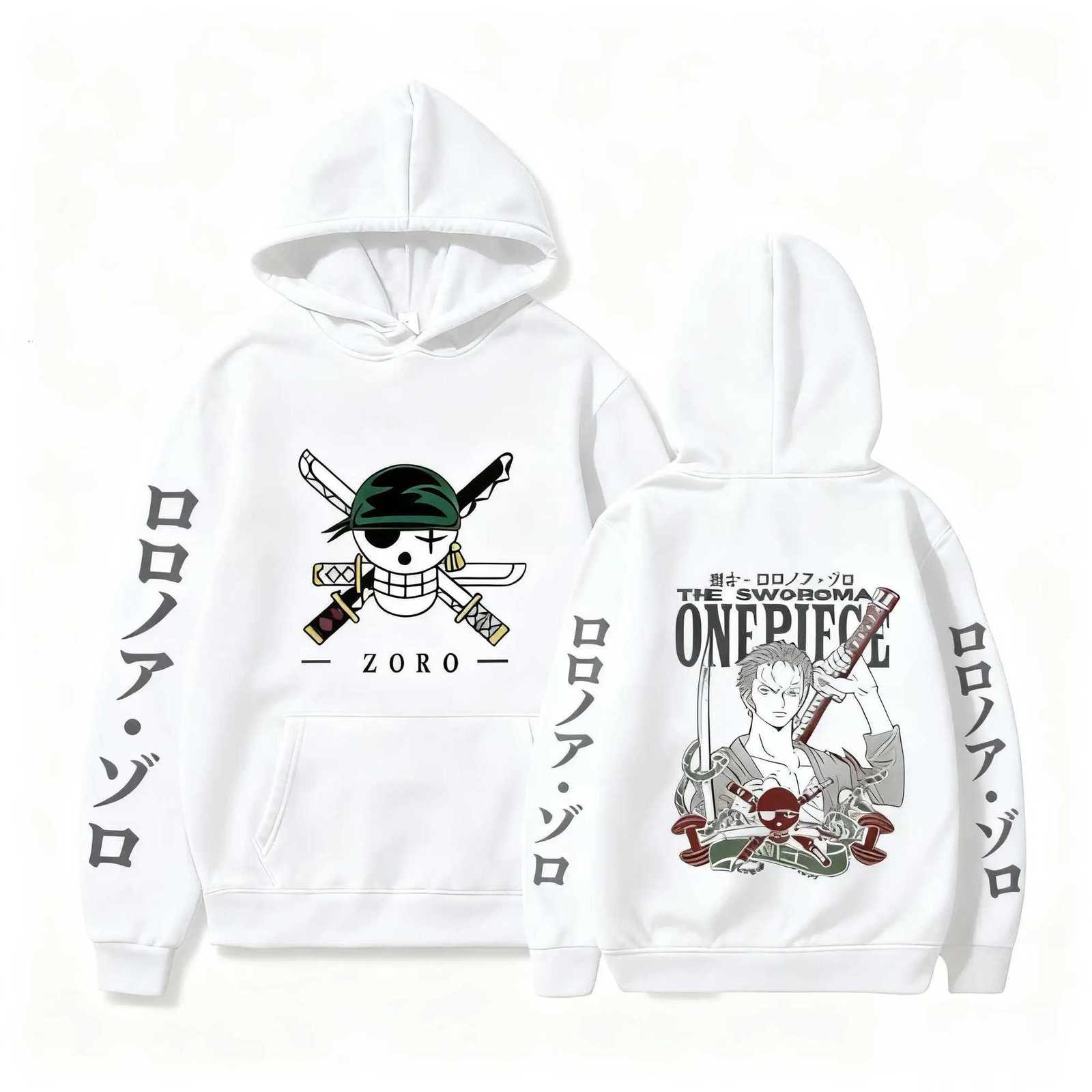 Men's Hoodies Sweatshirts 2026 New One Piece Zoro Anime Printed Hoodie Sweatshirt Men's and Women's Hoodie Men's Tops Sports Hoo
