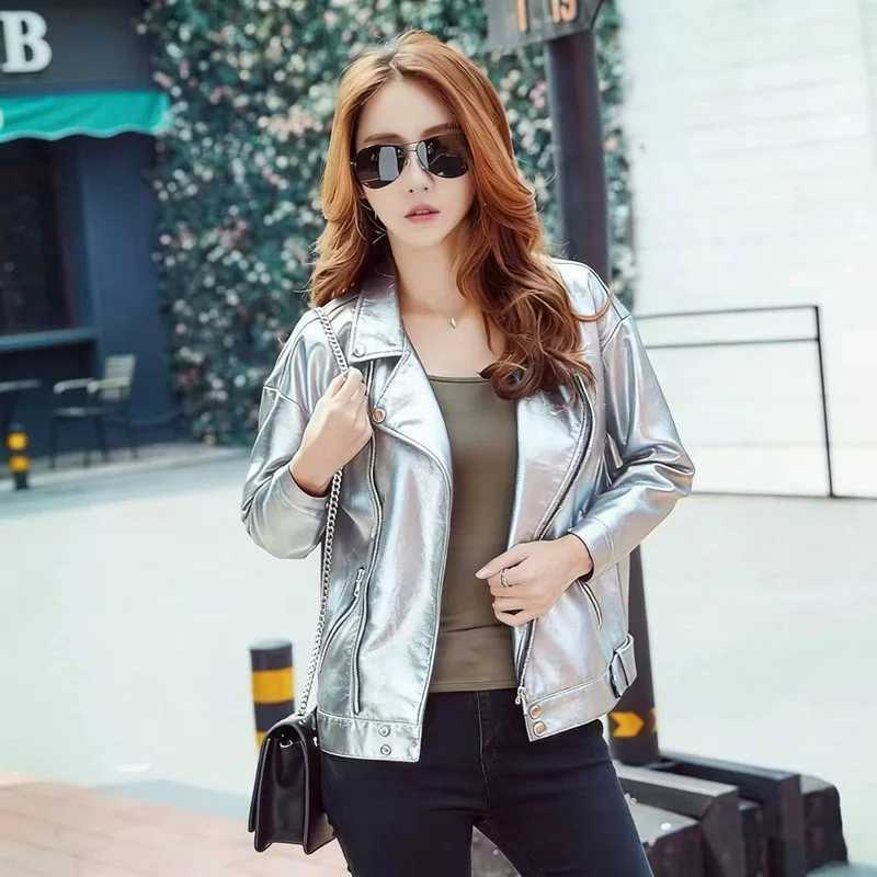 Motorcycle Fashionable Women's Jacket Loose Korean Style Spring Autumn Special Offer Leather Coat Stylish Outerwear C260921
