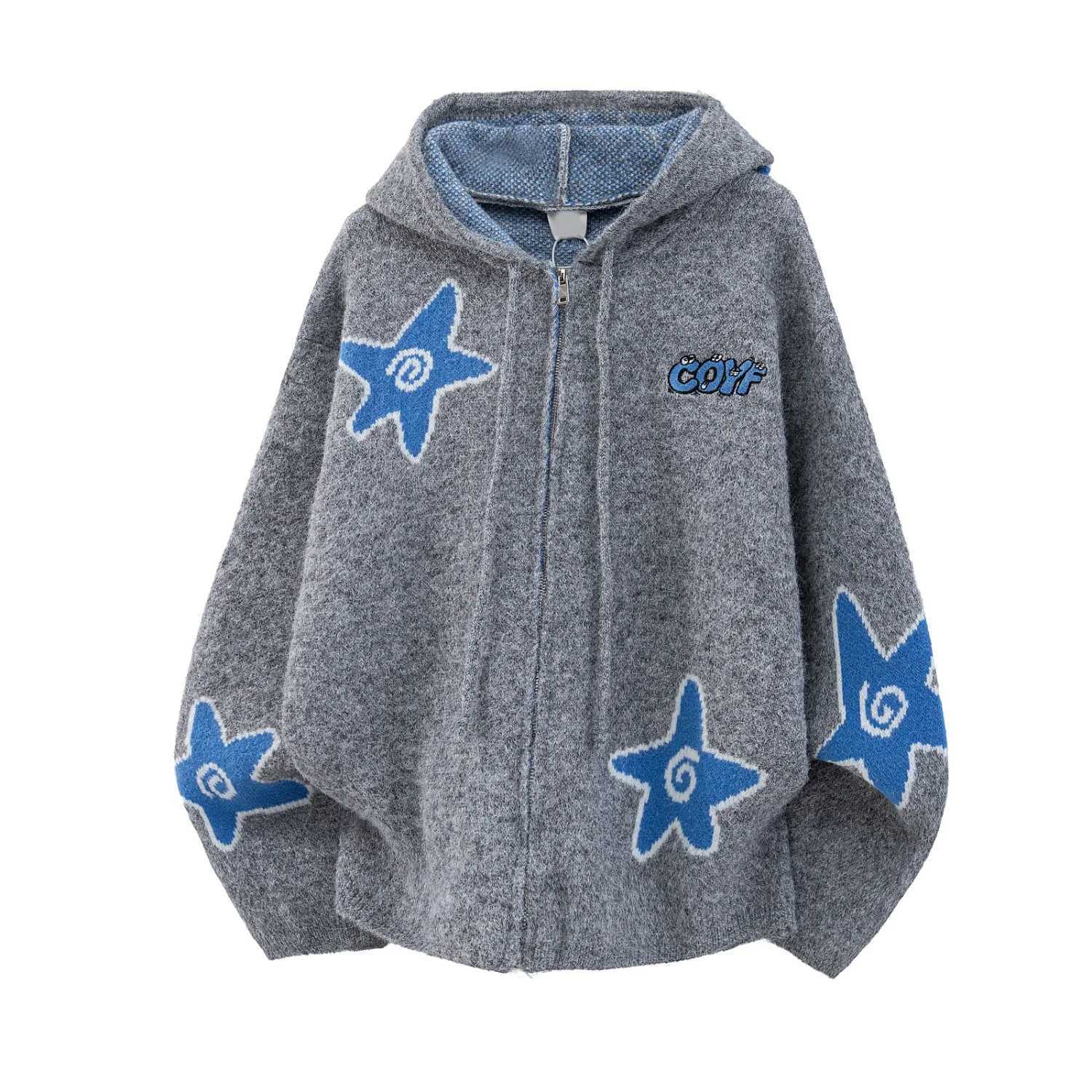 Men's Hoodies Sweatshirts 2026 Autumn Winter Cardigan Knitted Sweater Men Graphic Fleece Zip Up Hooded Sweaters Korean Fashion Y2K Women Clothe