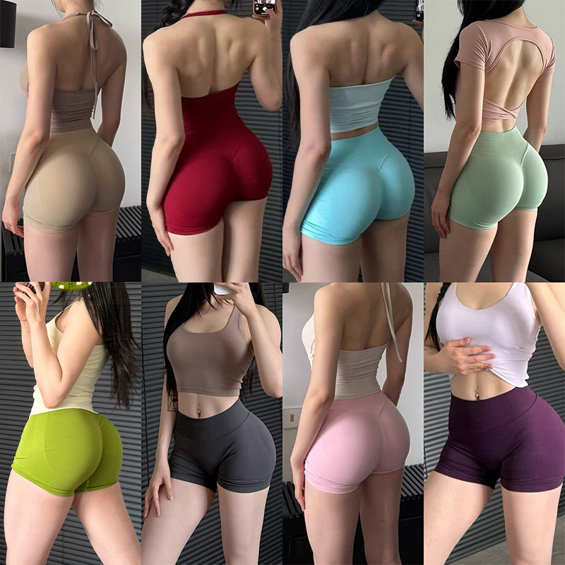 Women's Peach Butt Biker Shorts, High Waist Tight Yoga Shorts, Stretchy Fitness Cycling Shorts, Summer Hip Lifting 3 Inch Workout Shorts