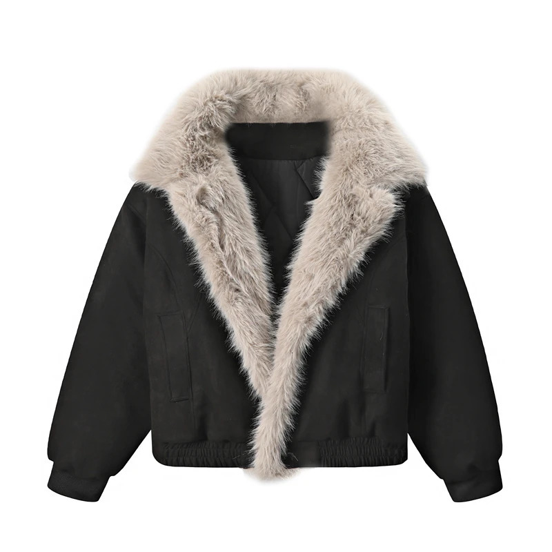 Vintage Thicken Fleece Warm Jackets Streetwear Harajuku Hip Hop Padded Outwear Winter Fur Collar Parkas Coat Men 260922