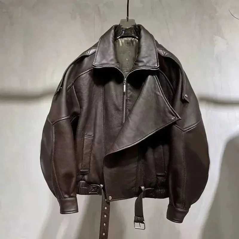 Black Suit Women's Leather Jacket New Style Soft Korean PU Leather High-end Female Loose Blazer Leather Overcoat Locomotive Coat C260921