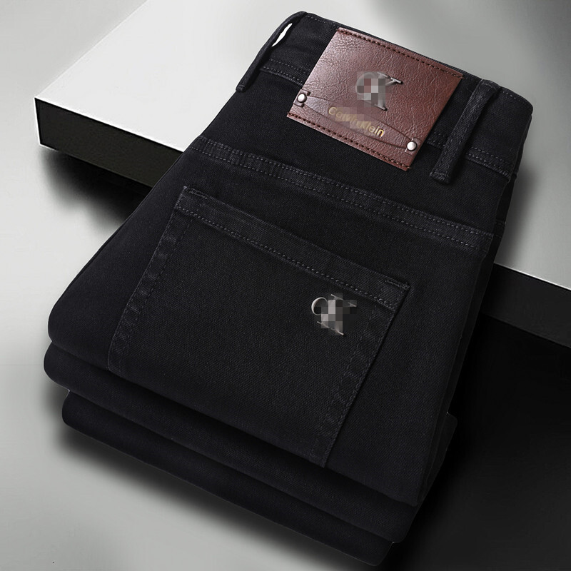 Designer 2026 Autumn/Winter New European Style Black Jeans For Men, Slim Fit, Straight Leg, Stretch, Light Luxury, High-End, Cross-Border Bestseller