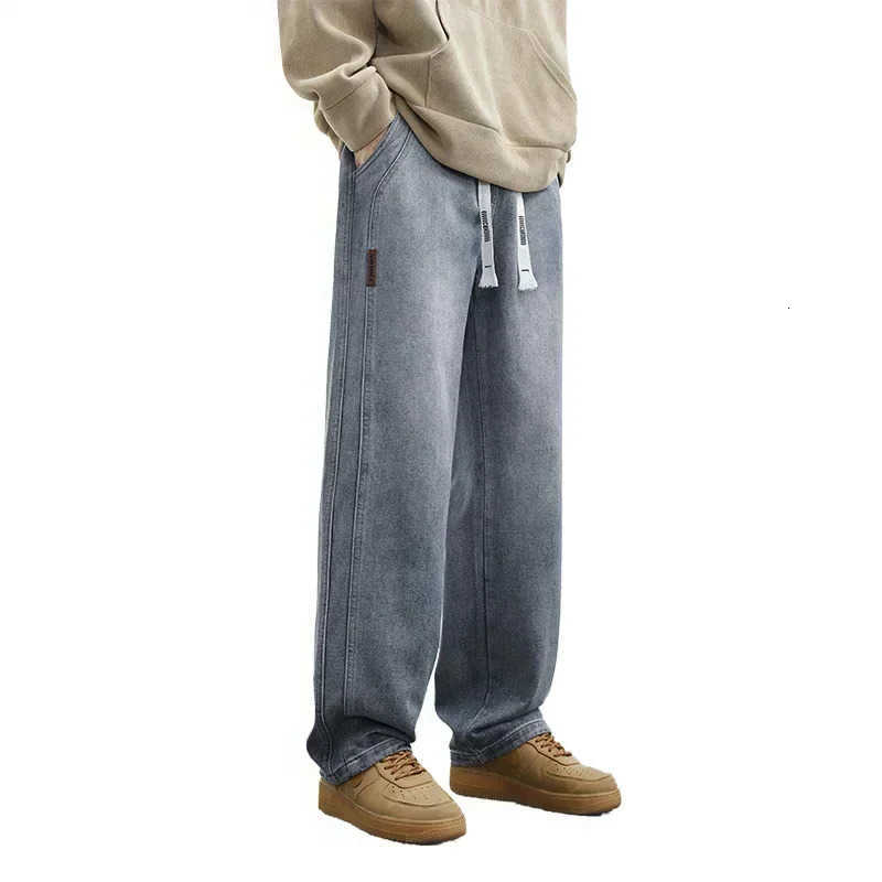 Jeans da uomo Jeans retrò Elastico in vita Moda Pantaloni larghi casual dritti larghi Pantaloni casual in denim larghi coreani coreani T260922