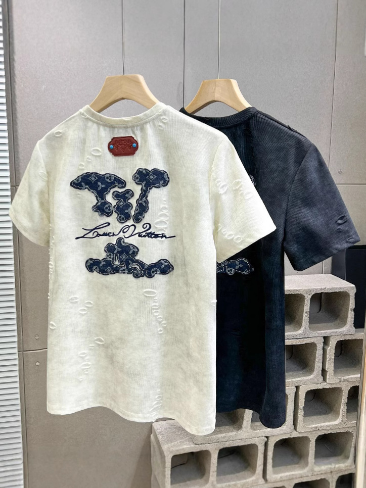 Luxurious Designer Cotton Heavyweight Trendy Brand Short-sleeved T-shirt 2025 Best-selling Men's And Women's Summer Niche New Style Loose