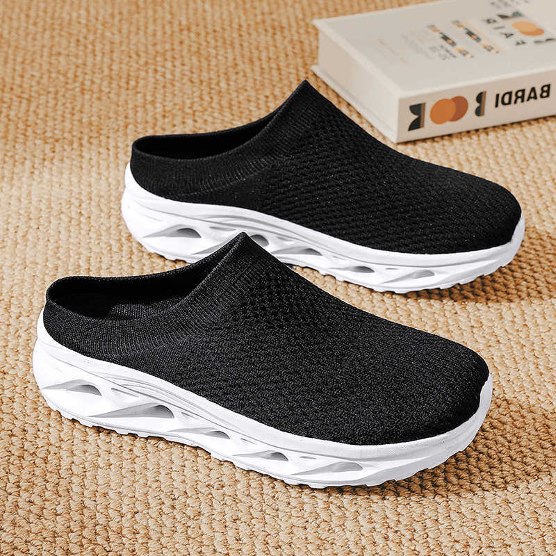 Baotou Casual Shoes Summer Men's Slippers Breathable Mesh Casual Mesh Sports Casual Wide-Headed Barefoot Slippers Plus Size Walking Shoes 46 D2
