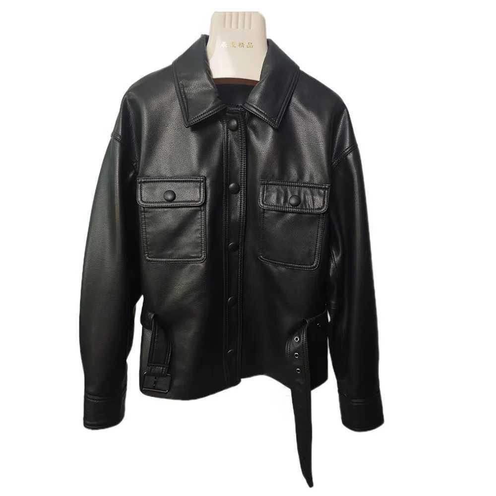 leather women Real coat short turn down collar luxury high quality autumn winter coat for ladies C260921