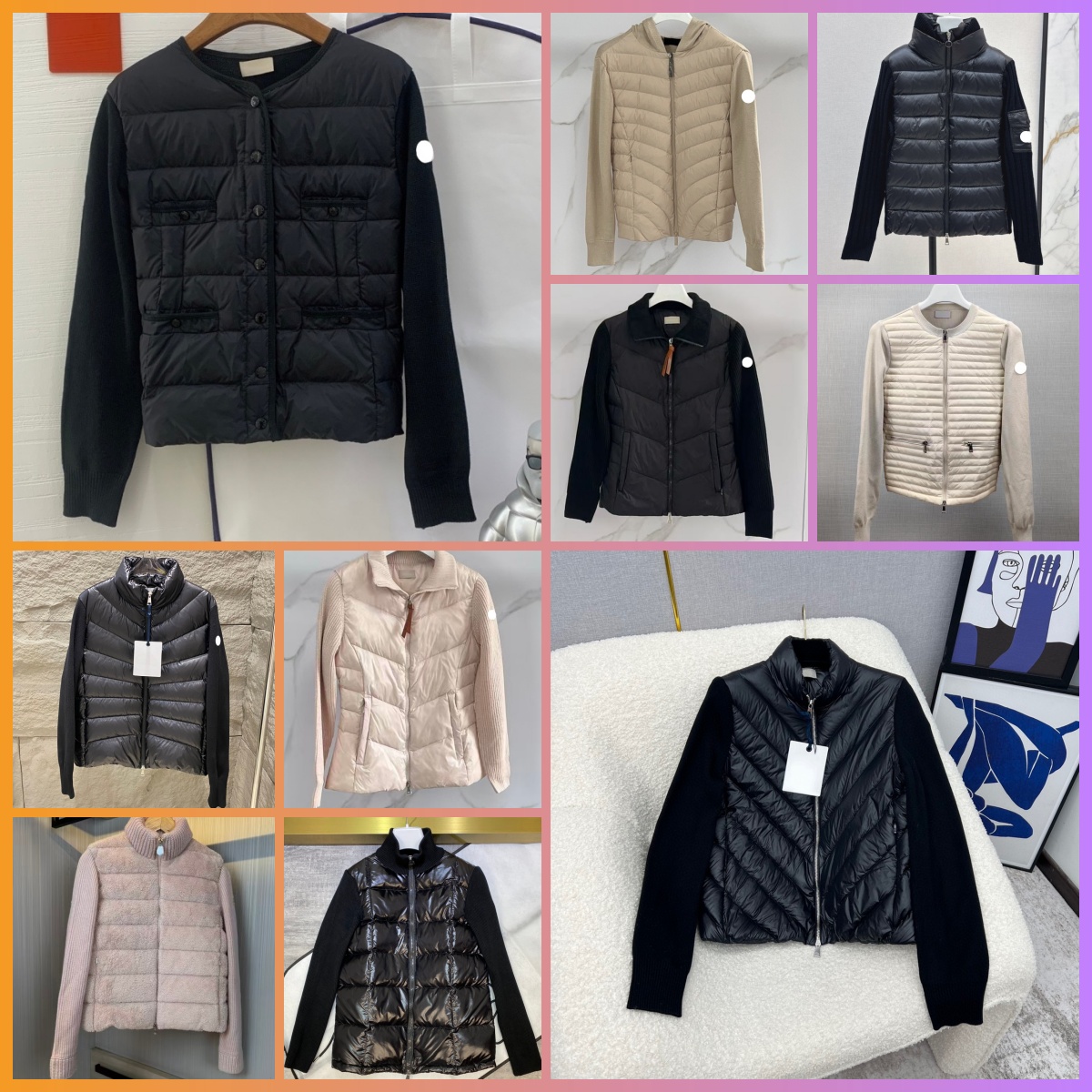 Stand Collar Lightweight Women Down jackets Double Pockets Design puffer jacket Arm Badge Winter womens y2k down jacket Size 1-3