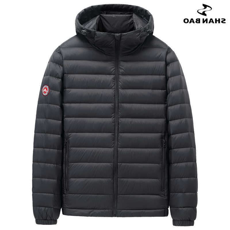 SHAN Parkas Men's BAO Down Winter Brand Warm Men's Loose Hooded Down Jacket Classic Style Badge Plus Size Lightweight Down Jacket 5XL 6XL