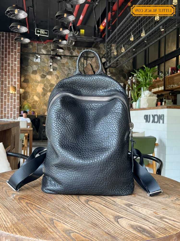 Sheepskin Backpack Style Soft Natural Casual Backpack Unisex Zip Office Work Versatile Genuine Leather Backpacks Male Korean Style Harajuku Bag H260