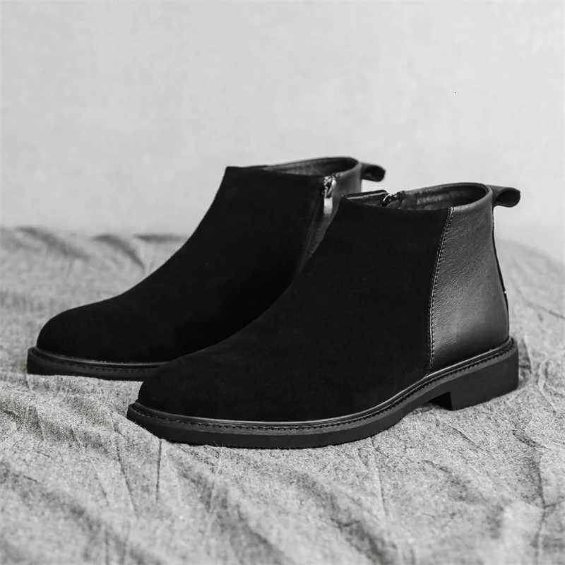 Designer Arrival Boots Suede New Leather Mens Chelsea Boots Comfortable Slip on Biker Boot Elegantes High Top Shoes Business Male Ankle Botas J26092