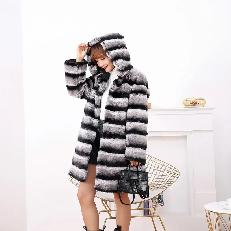 Rabbit Fur Coat Rabbit Fur Jacket Stand Collar Imported Rex Rabbit Coat Stripes Rex Rabbit Fur Coat High Quality Natural Fu 260920