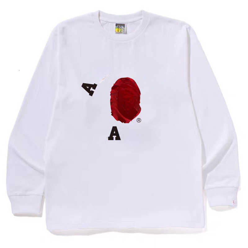 Bapeshirt Head Baby Graphic Designer Long Sleeve T Shirt Men Women Bapes Loose Heavyweight Tee Doudoune Fall Casual Street Puffer Jacket Kids Tops S