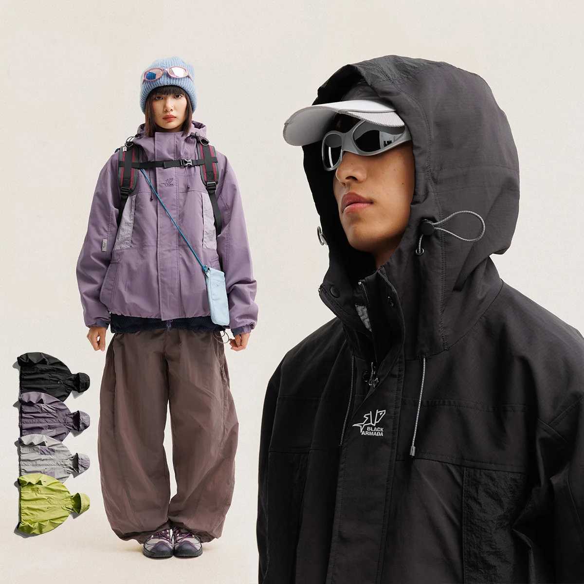 Women's Jackets Outdoor Waterproof Nylon Tack Cargo Jacket Women Women Vintage Fashion Sport Techwear Hooded Jacket Unisex Streetwear Coat C260
