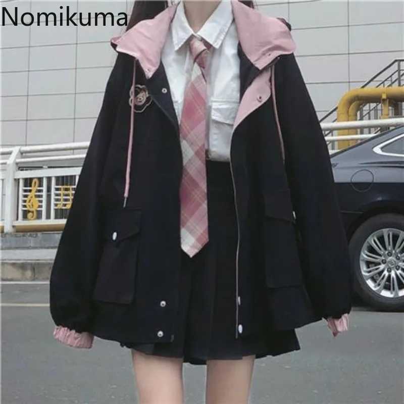 Women's Jackets Streetwear Oversized Jackets for Women 2025 Ropa Mujer Fashion Japanese Outwear Y2k Tops Hooded Casual Black Coat Preppy Style