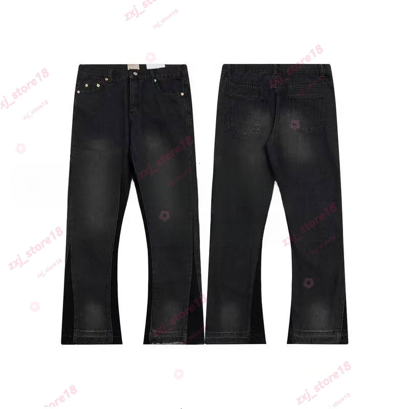 Trendy High Street Gallerylly Mens Jeans Pants Fashion Designer Jeans Slim Blue Denim Flared Pants Pant Youth Rivet Print Patch White Jean Embroider
