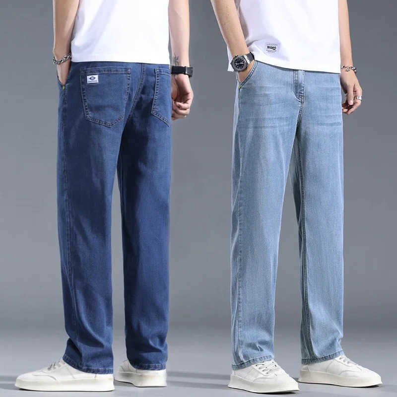 Jeans Lyocell Men's Business Jeans Men's Spring Thin Casual Straight Fashion Loose Brand Pants Comfortable Male Denim Trousers T260922