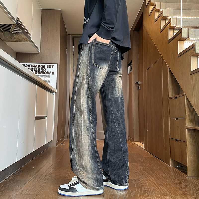 Jeans Vintage Men's American Men's Jeans Casual Versatile Hip Hop Wash Baggy Denim Pants Spring Autumn High Street Y2K Trousers Daily Wear