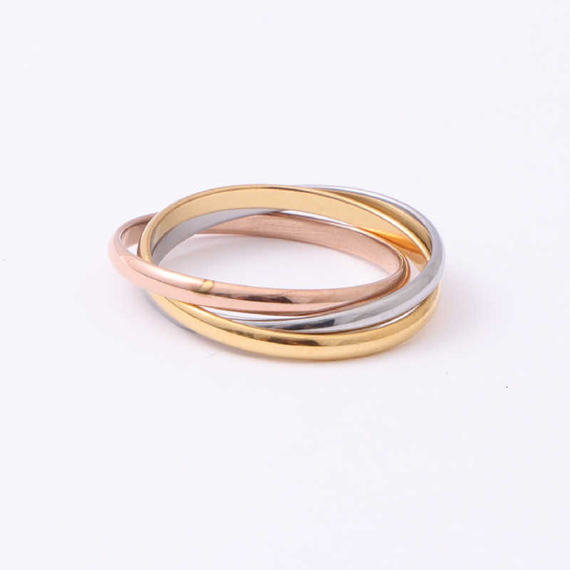 High Band Rings End PVD Waterproof 3 In 1 Triple Interlocked Rolling Ring for Women Titanium Steel Ring Trendy For WomenT260922
