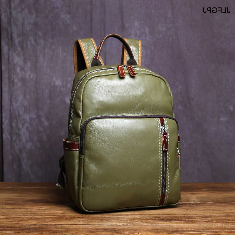 Leather Backpack Style Backpack Genuine For Men Casual College Style Book Cover Layered Cowhide Simple And Fashionable 15 inch Laptop Bag H260922