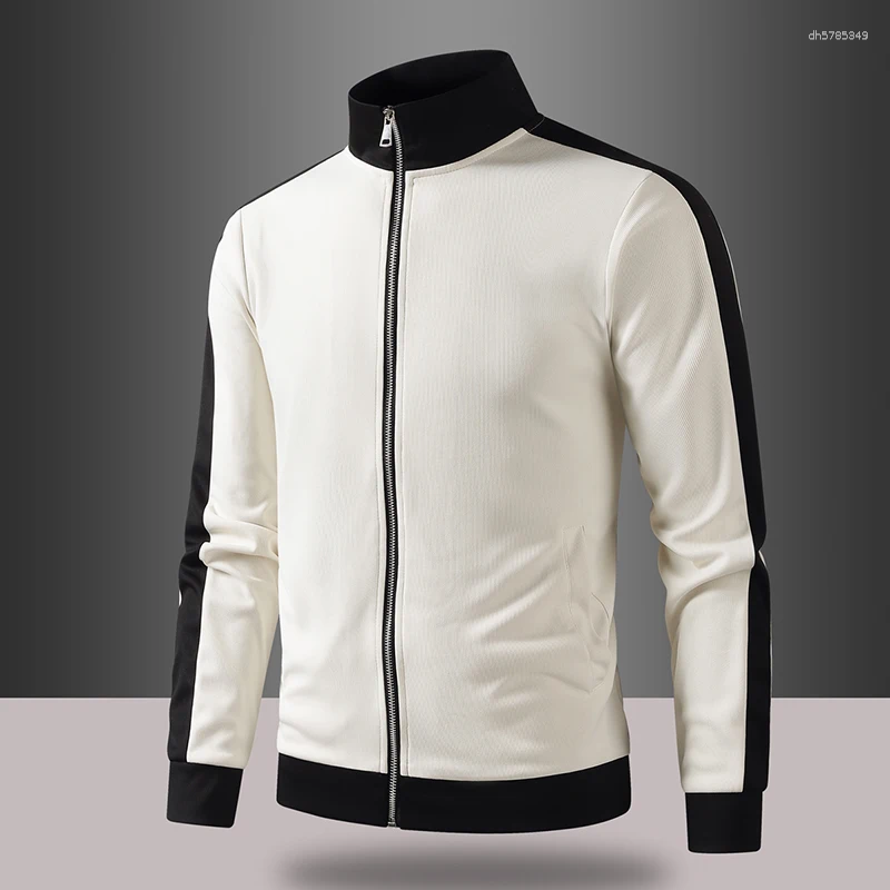 Spring Men Color Block Stand Collar Zip Up Track Jacket Casual Sports Streetwear High Quality Jackets Baseball Plus Size