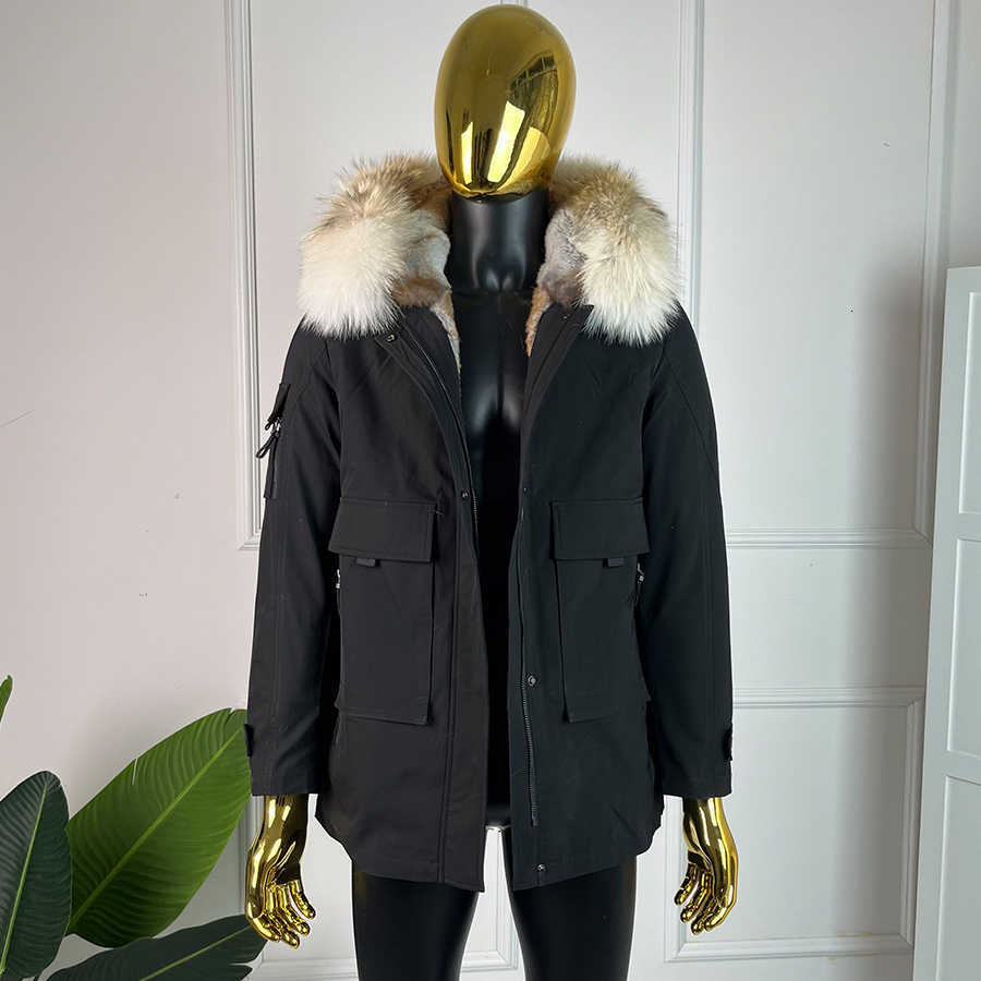 Down Parkas Winter Mens Men's Outerwear Mens Fur Coat Detachable Real Coyote Fur Collar Rabbit Fur Liner Hooded Parka Fashion High Quality C260