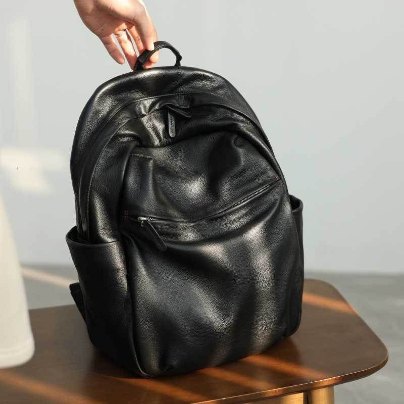 Leather Backpack Style Genuine Backpack With Computer Compartment Women And Men Soft Large Capacity Fashion Backpacks H260922