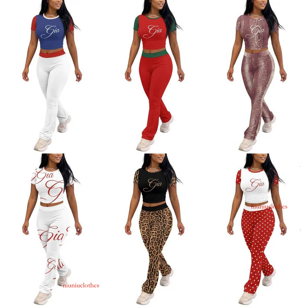 Designer Women's Tracksuit Fashion Gia Letter Print 2 Piece Raglan Sports Yoga Elastic Set Casual Sporty Stretch Suit I Am Gia Low Waist Yoga S