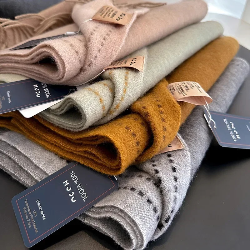 High Quality Soft Warm Thick Scarf Women Men 100% Wool Double-sided Tassel Muffler Male Female Thermal Classic Shawl Ladies 260921