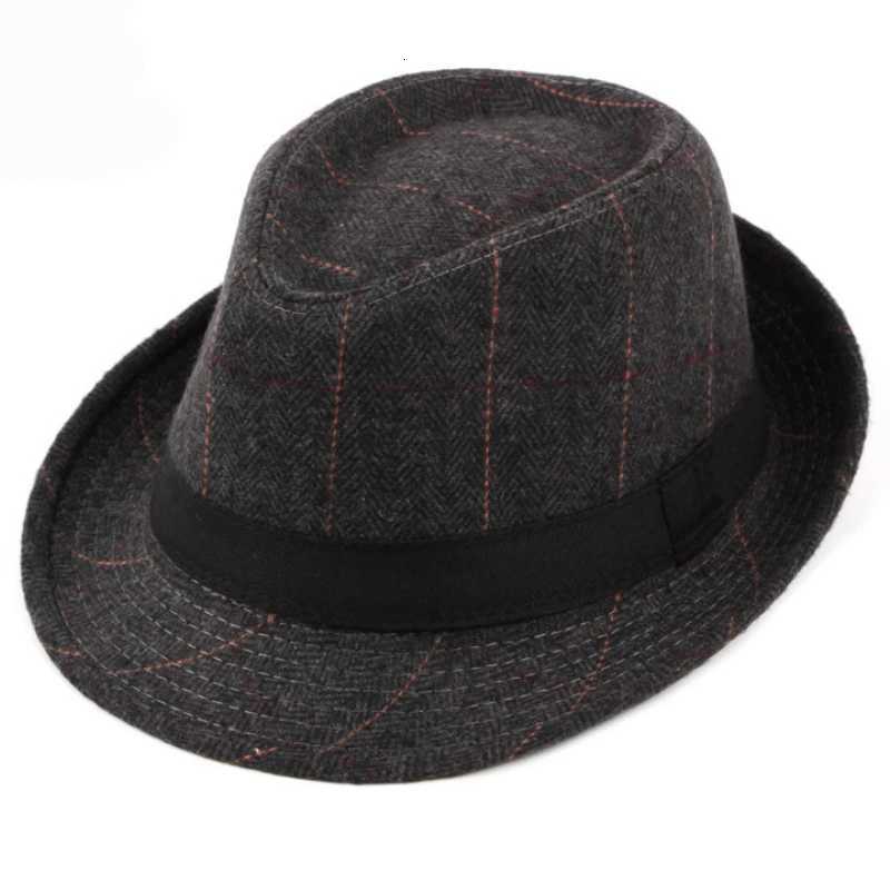 Hats Wide Bucket Brim Hats HT1511 Western Style Men Hat Retro Plaid Fedoras 2018 Fashion Derby Bowler Hats for Men Casual Wool Jazz Hats Trilby Fedo