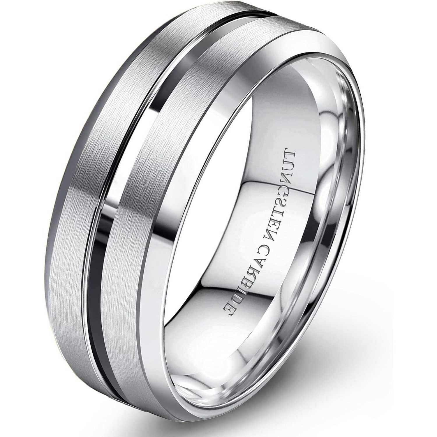 Rings Bobisty Band Tungsten Wedding Rings for Men Wedding Band 8MM Mens Engagement Rings Groove Beveled Edges High Polish/Matte Finish RingT260922