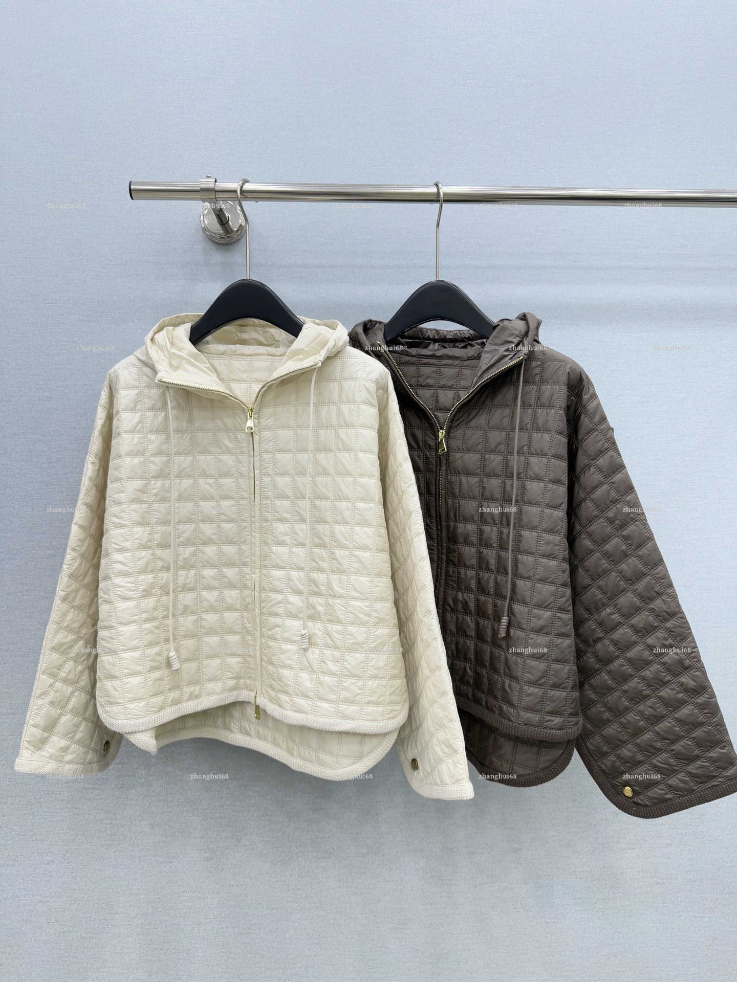 Fashion Hooded Quilted Jacket Lightweight Padded Coat Drawstring Hood Zip Loose Short Outerwear women designer clothes Fall Winter Casual Warm Coat