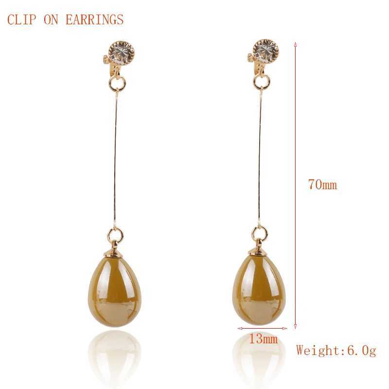 New Arrival High Quty Resin WaterDrop Clip On Earrings No Hole Luxury For Women Girl Porm Party Ear Clip Fashion Jewelry M260923