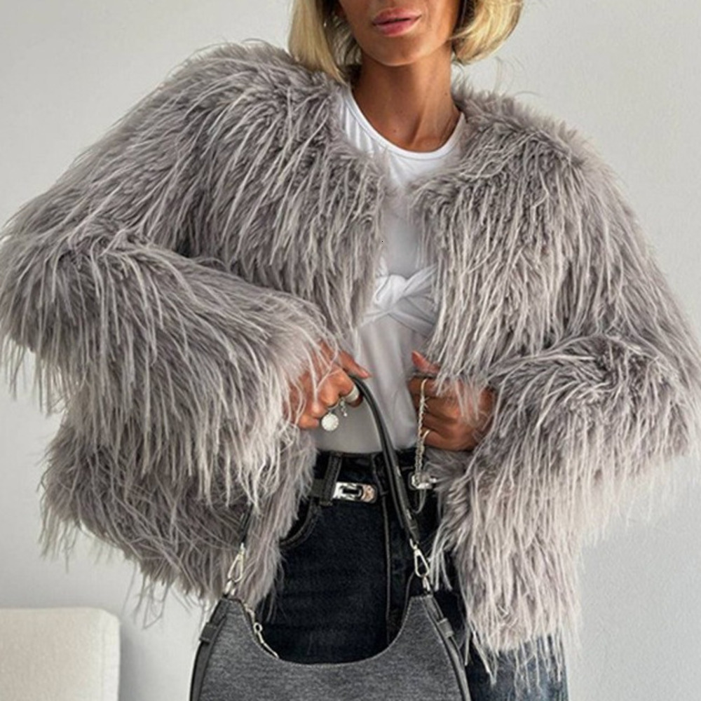 New Winter Autumn Fashion Faux Fur Jacket Women Genuine Mongolia Sheep Fur Coat Women's Warm Short Coat, High-End, Loose, Fashionable, Trendy C