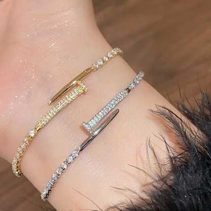 Real Jewelry Gold Plated Nail Adjustable Brelet Simple Sense Brelet Commuting Versatile Hand Jew S260923VPGG
