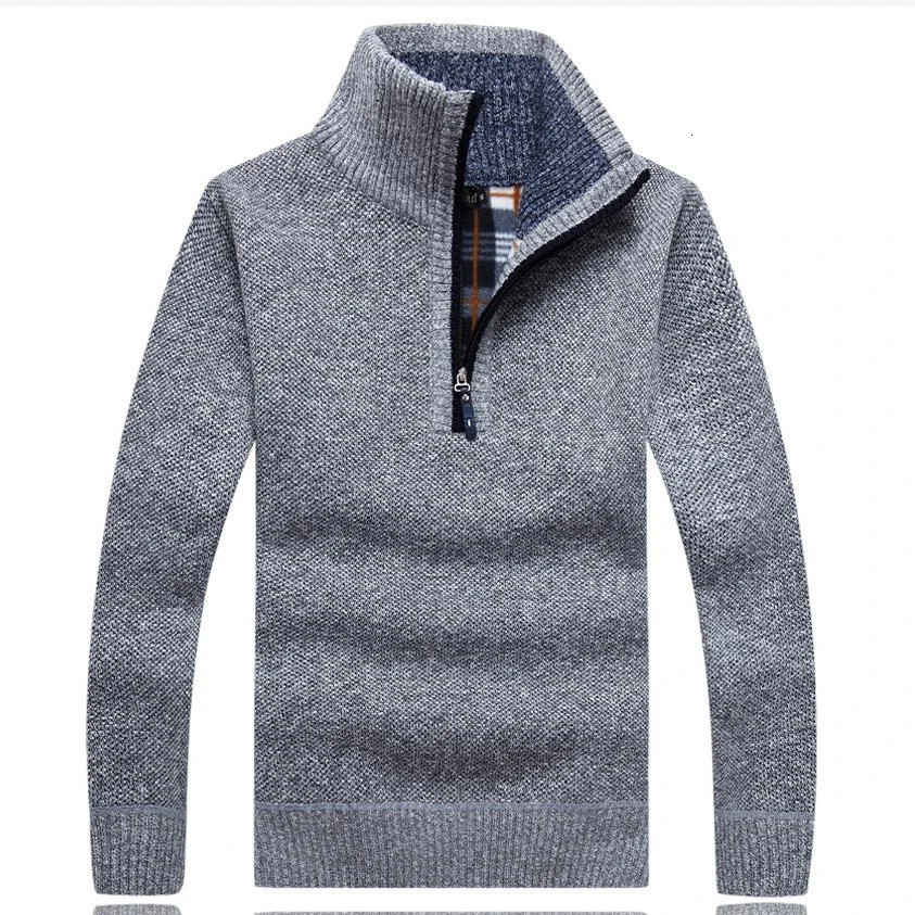 Men's Fleece Thicker Sweater Half Zipper Turtleneck Warm Pullover High Quality Male Slim Knitted Wool Sweaters For Spring 260923