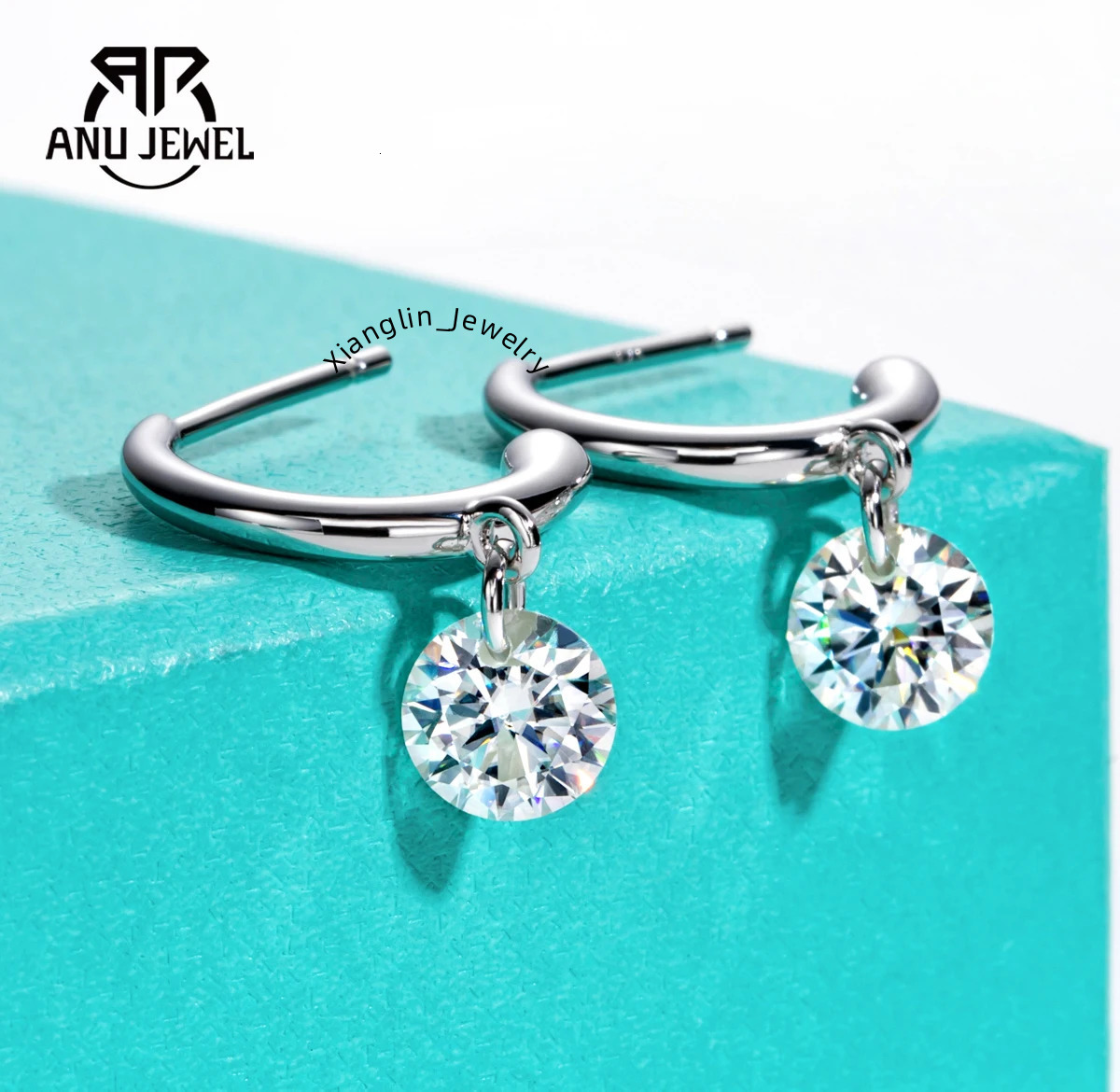 AnuJewel 2cttw D Color Moissanite Drop Earrings 18K Gold Plated 925 Sterling Silver Classic Stud Earring Women Gifts Wholesale