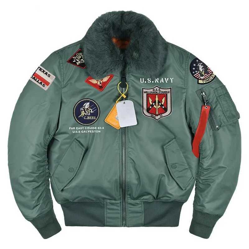 Men's Down Parkas Mens Flight Jacket Thicken Wool Collar Cotton Coat Military Tactical Bomber Jackets Windproof Warm Parka Male C260922