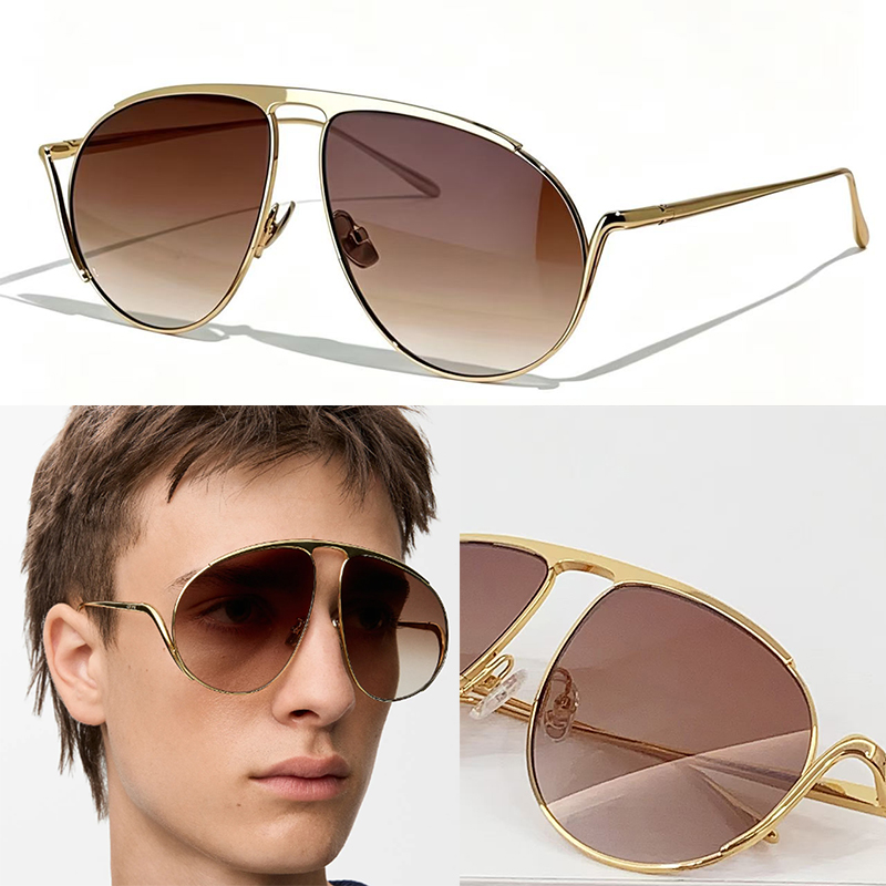 Designer Spring Summer Fashion Week Show Metal Sunglasses Luxury and fashion mens and womens lightweight metal pilot Hillock sunglasses LW40180U