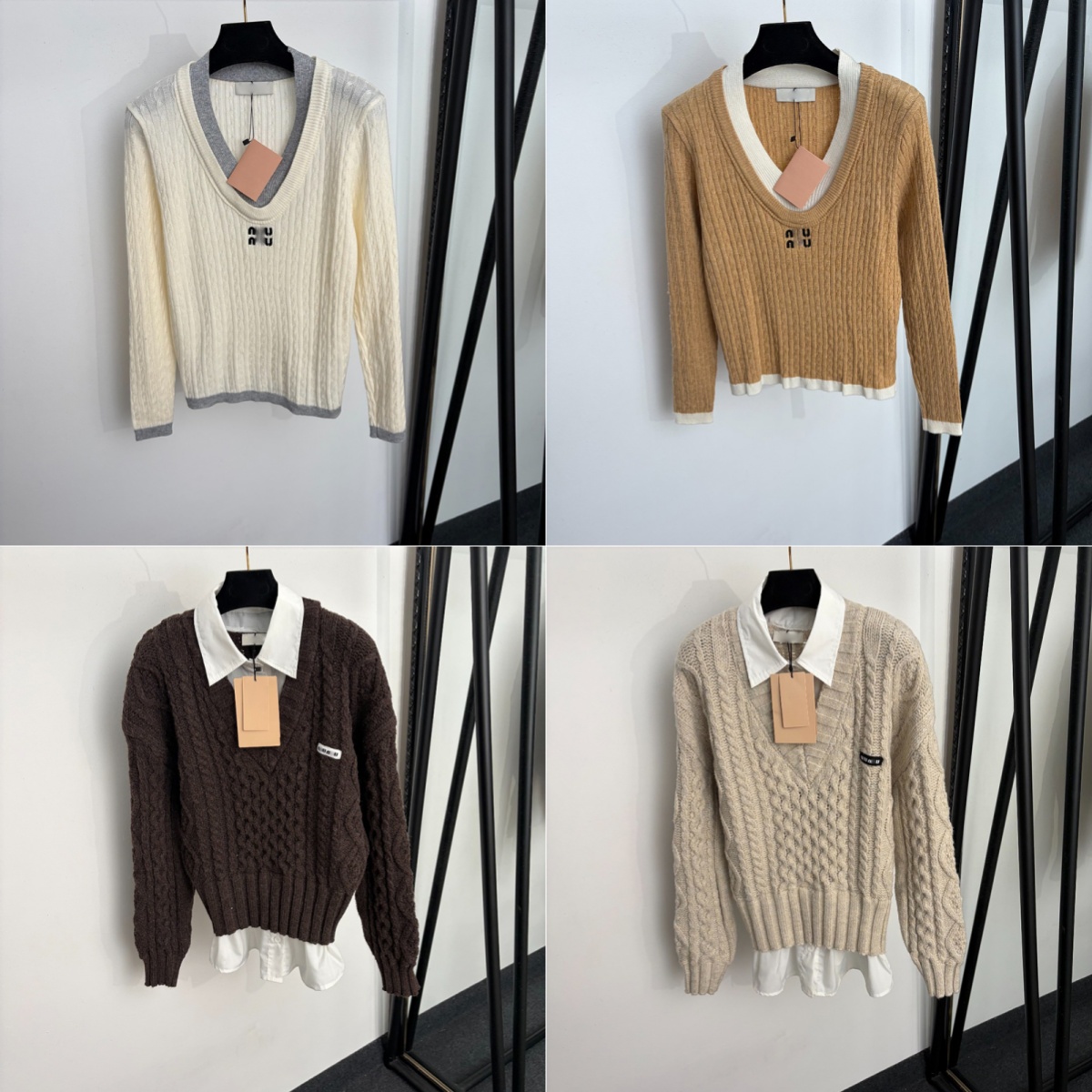 Designer Knitwear Classic Letter Embroidery Sweaters Lapel Neck Pullover Designer Sweatshirt Ladies Elegant Charm Wool Sweater Top Clothing