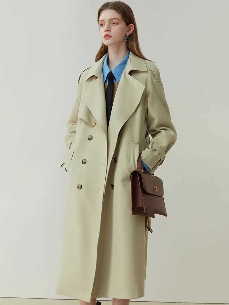 FSLE Classic Fashion Double-breasted Mid-length Trench Coat Female Spring New British Style Solid All-match Windbreak for Women M260922