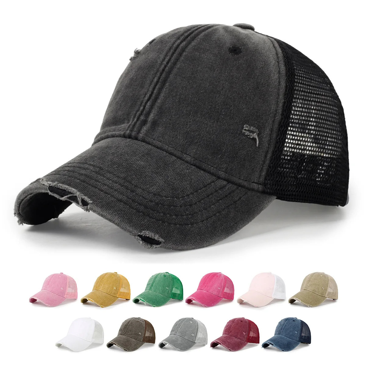 Washed Cotton Mesh Breathable Baseball Cap Made Old Ripped Light Board Caps Men and Women Spring and Summer Vintage Hat 260911